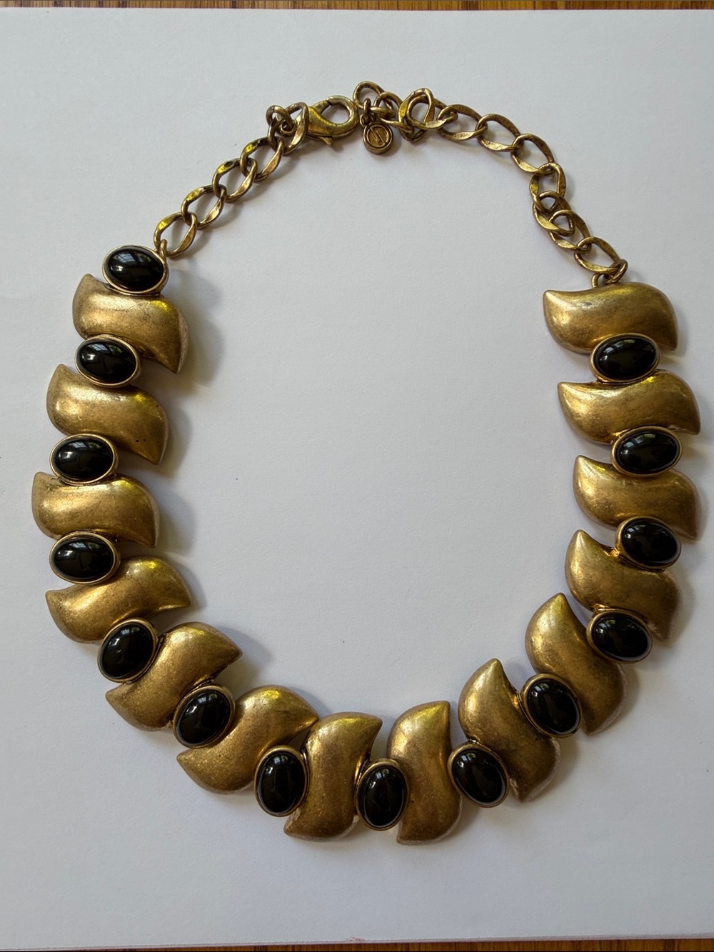 Dylanlex 18k Gold plated brass Necklace with Black Cabochon Accents